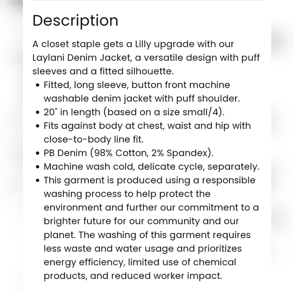 LILLY PULITZER Laylani Fitted Puff Sleeves Denim Jacket pink size small - Picture 5 of 16